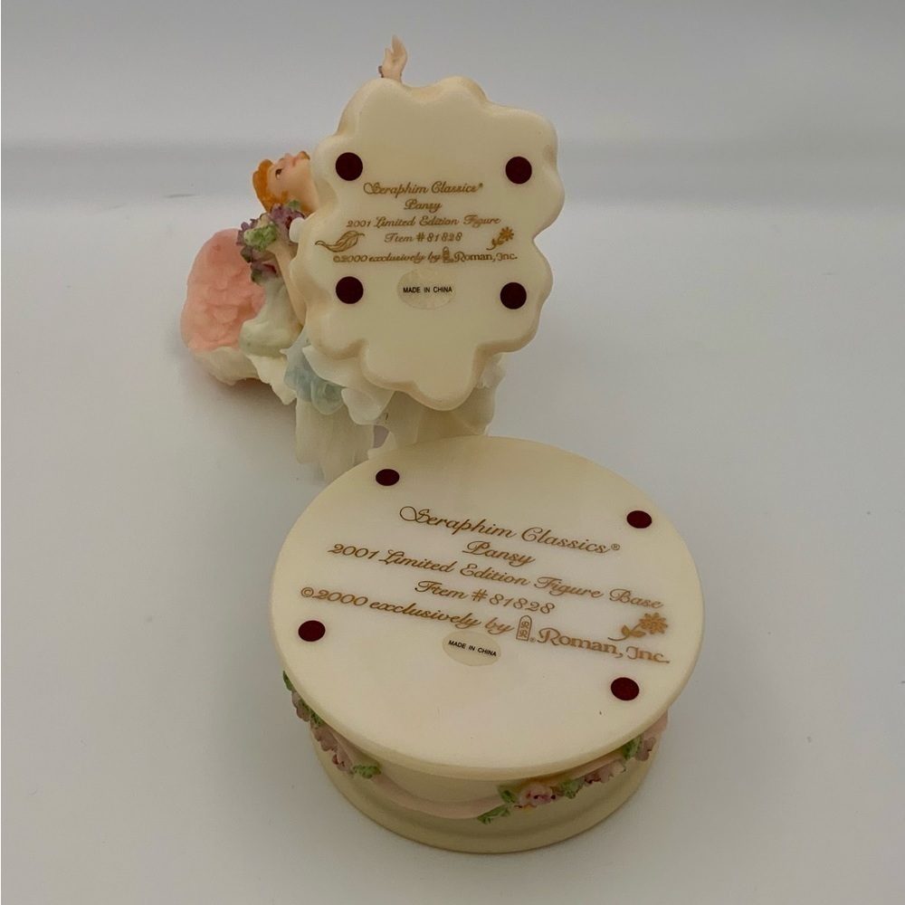Roman Seraphim Angel Pansy 2000 Limited Edition Daisy 2 Pc Set Figurine And Base - Picture 10 of 10